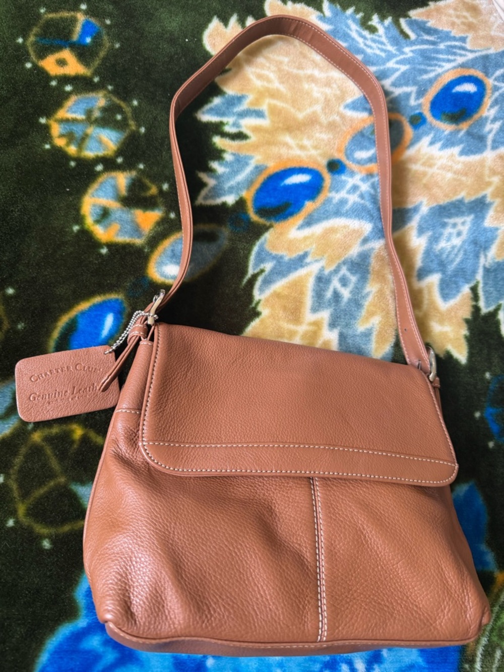Charter Club Pebbled Leather Flap Crossbody in Tan - Picture 4 of 15